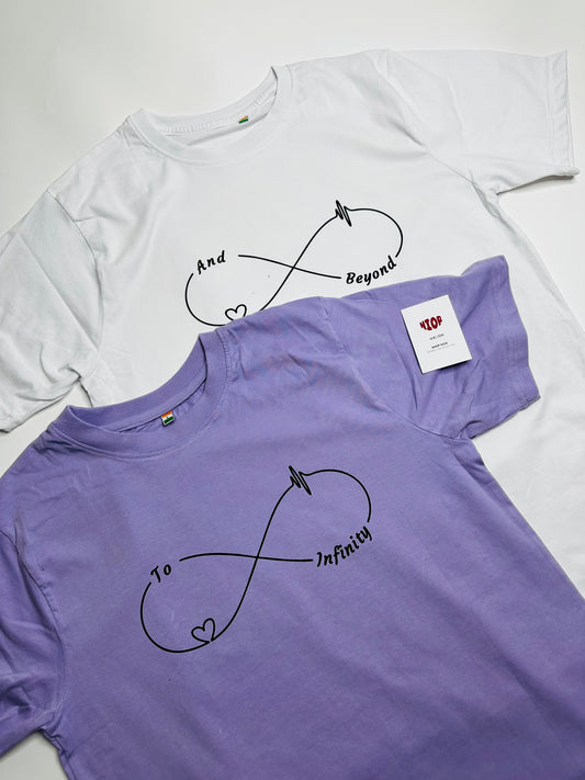 2 Pack : To Infinity and Beyond Lilac White Couple T-Shirt