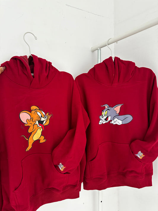 2 Pack : Scarring Tom Mocking Jerry Couple Hoodies