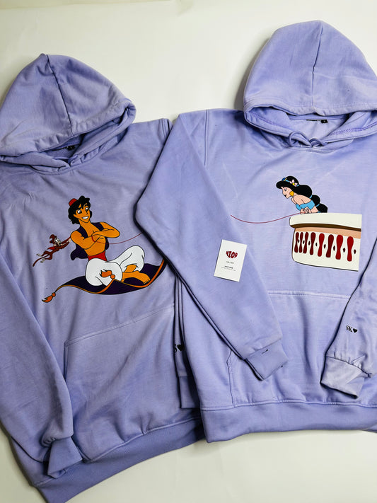 2 Pack : Alladin & Jasmine in Love Lilac Hoodie