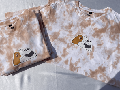 Cute Bear Beige Tie-Dye T-Shirt