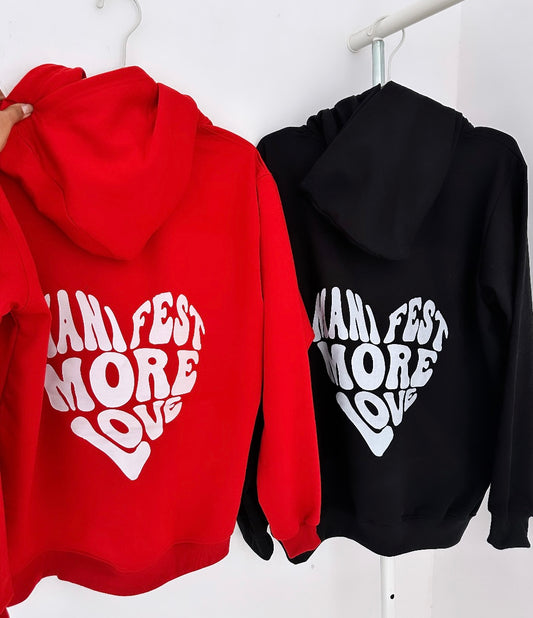 2 Pack : Manifest More Love Red & Black Couple Hoodies