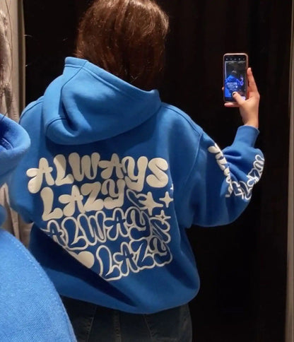 Always Lazy Unisex Royal Blue Tiedye Hoodie