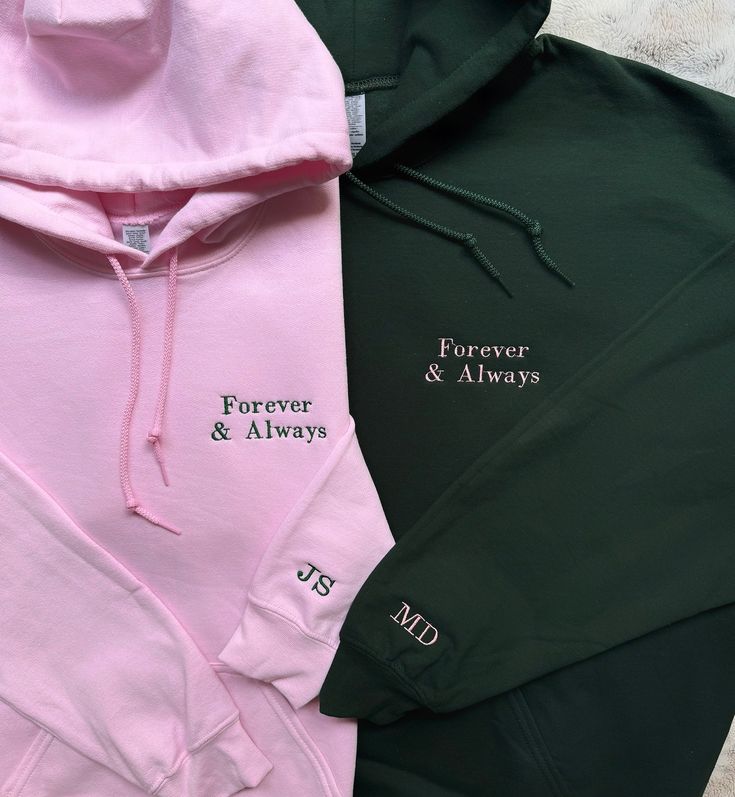 2 Pack : Forever & Always Custom Initial Embroidered Couple Hoodies