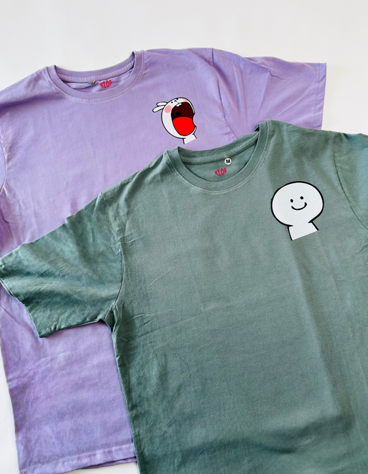 2 Pack : Spoiled Rabbit Sage Green & Lilac Sticker T-Shirt