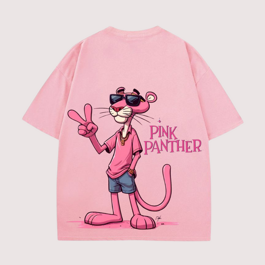 Chilling Pink Panther Baby Pink Printed T-Shirt